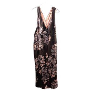 California Dynasty Slip Dress Nighty size Large Brown Pink Floral y2k feminine